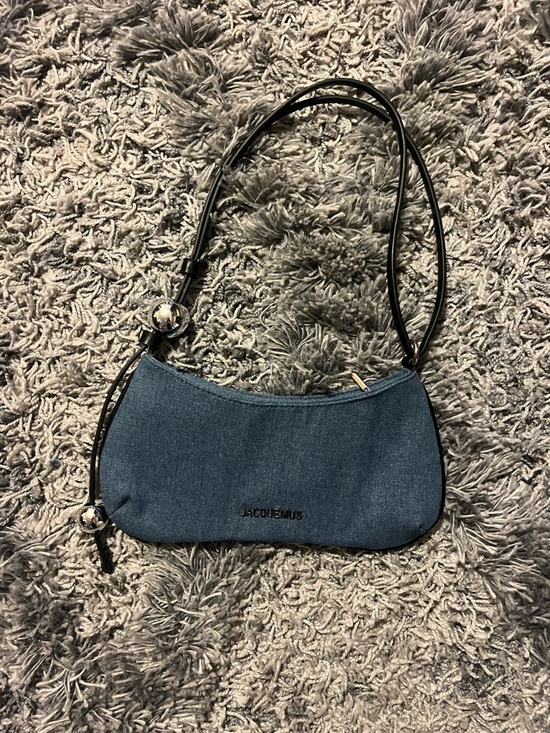 Jacquemus Handbags - Jacquemus Denim Crescent Shoulder Bag with Black Strap